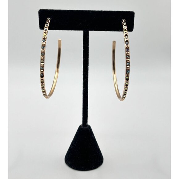 Kendra Scott Gold Studded Geometric Large Hoop Earrings - Picture 2 of 7